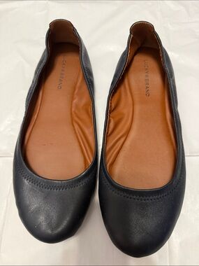 Lucky Brand Navy Leather Slip-On Ballet Flats